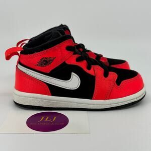 Air Jordan 1 Mid TD 'Infrared 23' Toddler Sneakers 640735-061 Size 8C